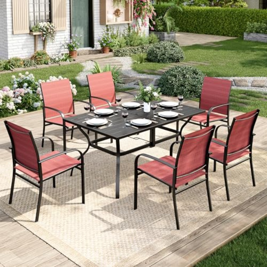 Outdoor Furniture Dining Set - Patio dining set for 6: metal