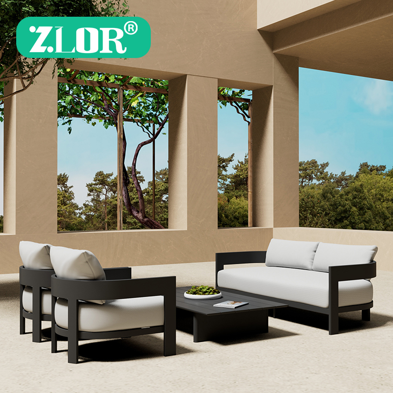Outdoor Furniture Dining Set - Modern Aluminum Outdoor Sofa Set L-Shaped