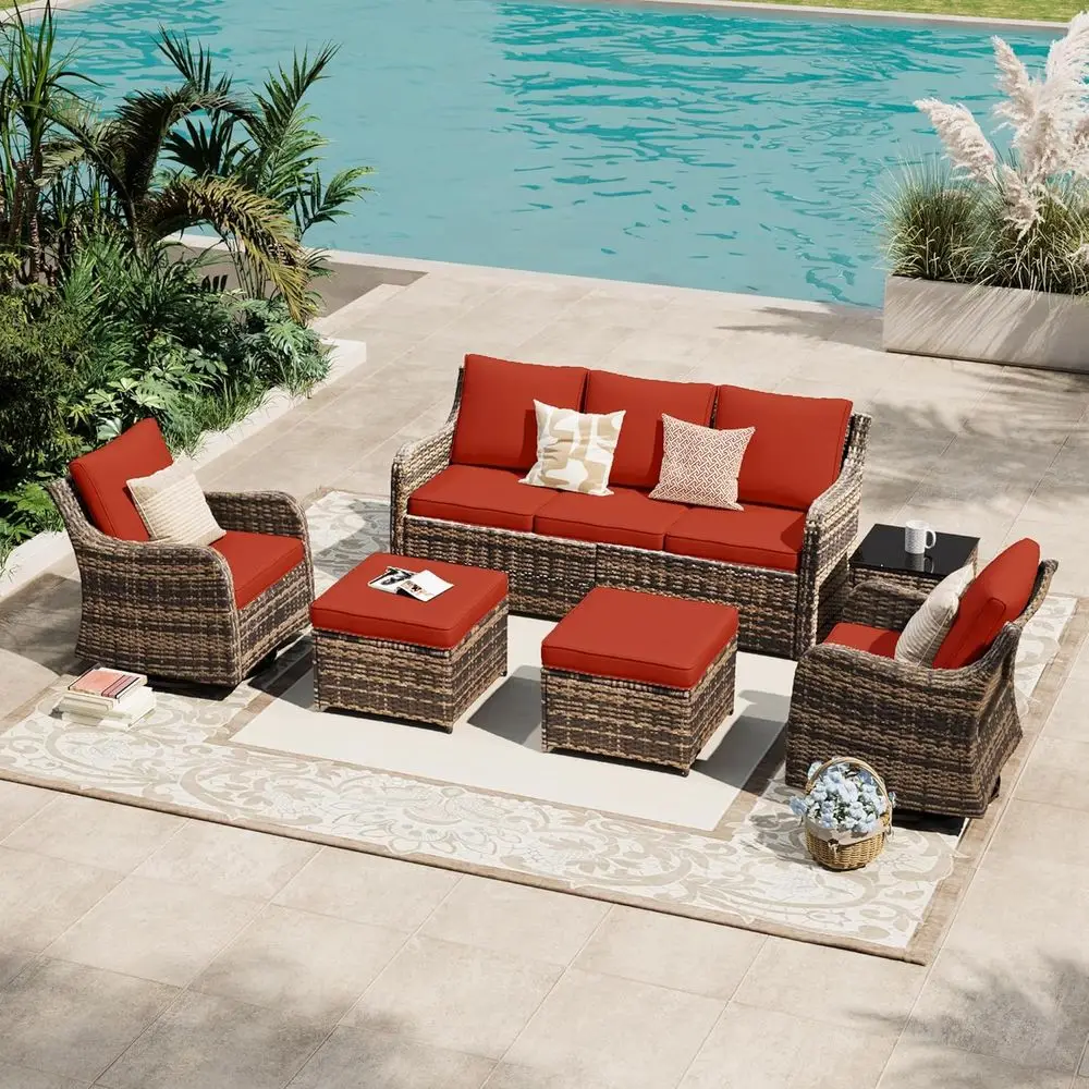 Outdoor Furniture Metal Chairs - 6-Piece Outdoor Patio Furniture Set with