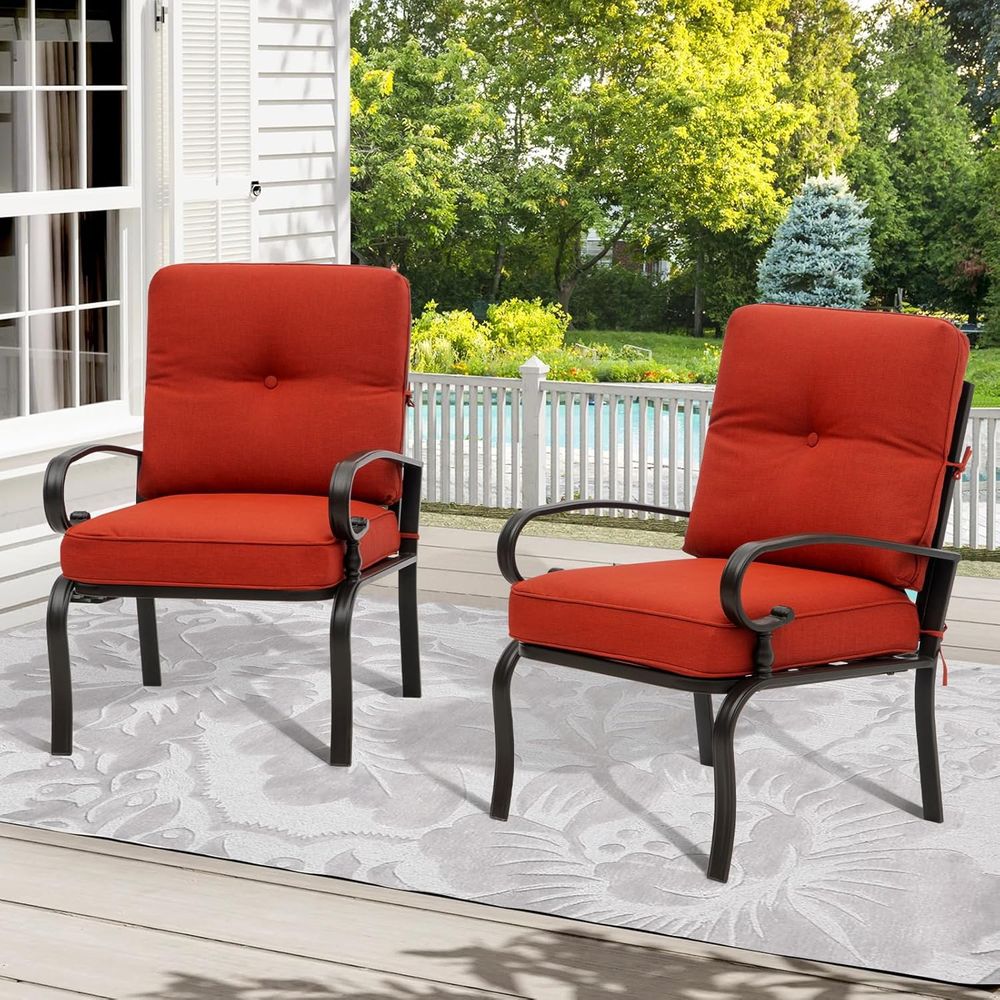 Outdoor Furniture Dining Set - Red Outdoor Patio Bistro Chairs Set,