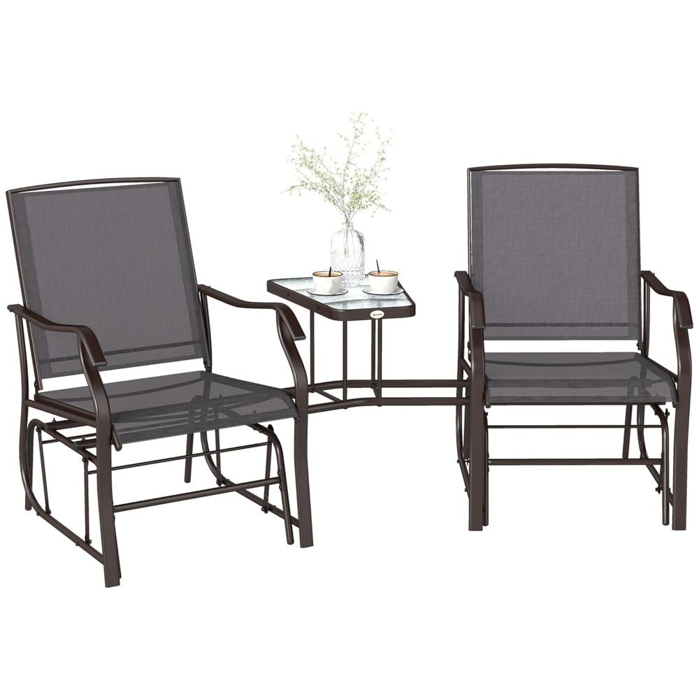Outdoor Furniture Loveseat - Outdoor Glider Chairs with Coffee Table,