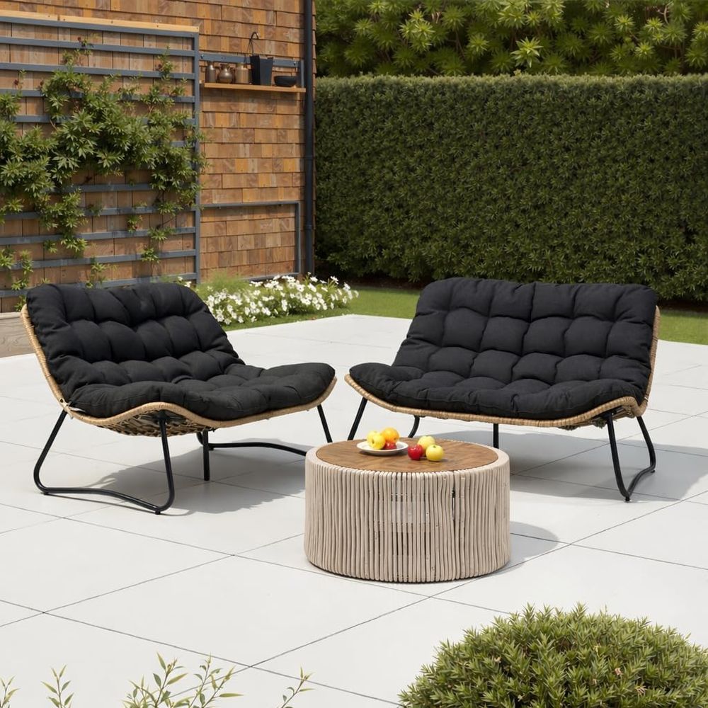 Outdoor Furniture Loveseat - All-Weather Outdoor Loveseat Set, 2PC Patio