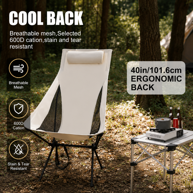 Outdoor Furniture Cheap - Portable Folding Camping Chair with Headrest,