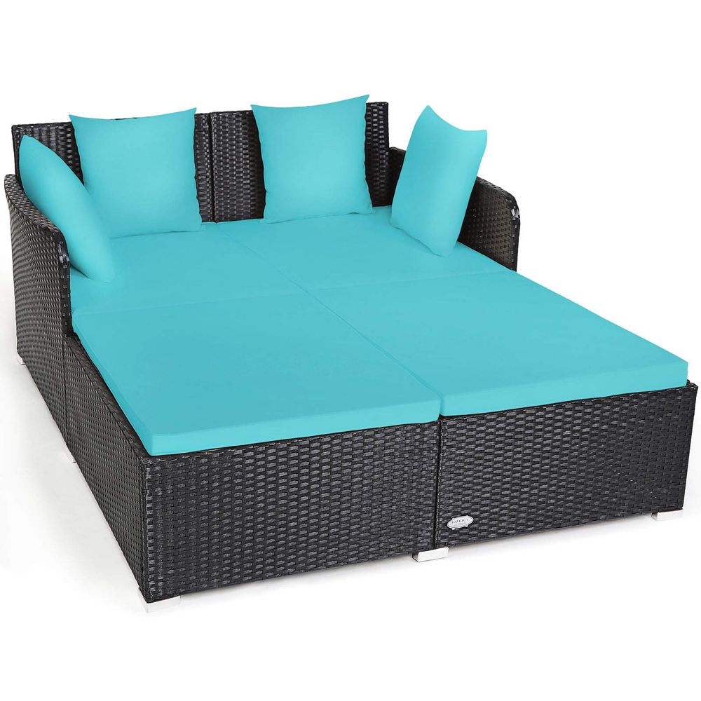 Outdoor Patio Rattan Daybed, S - Outdoor Furniture Loveseat 리뷰 및 가격