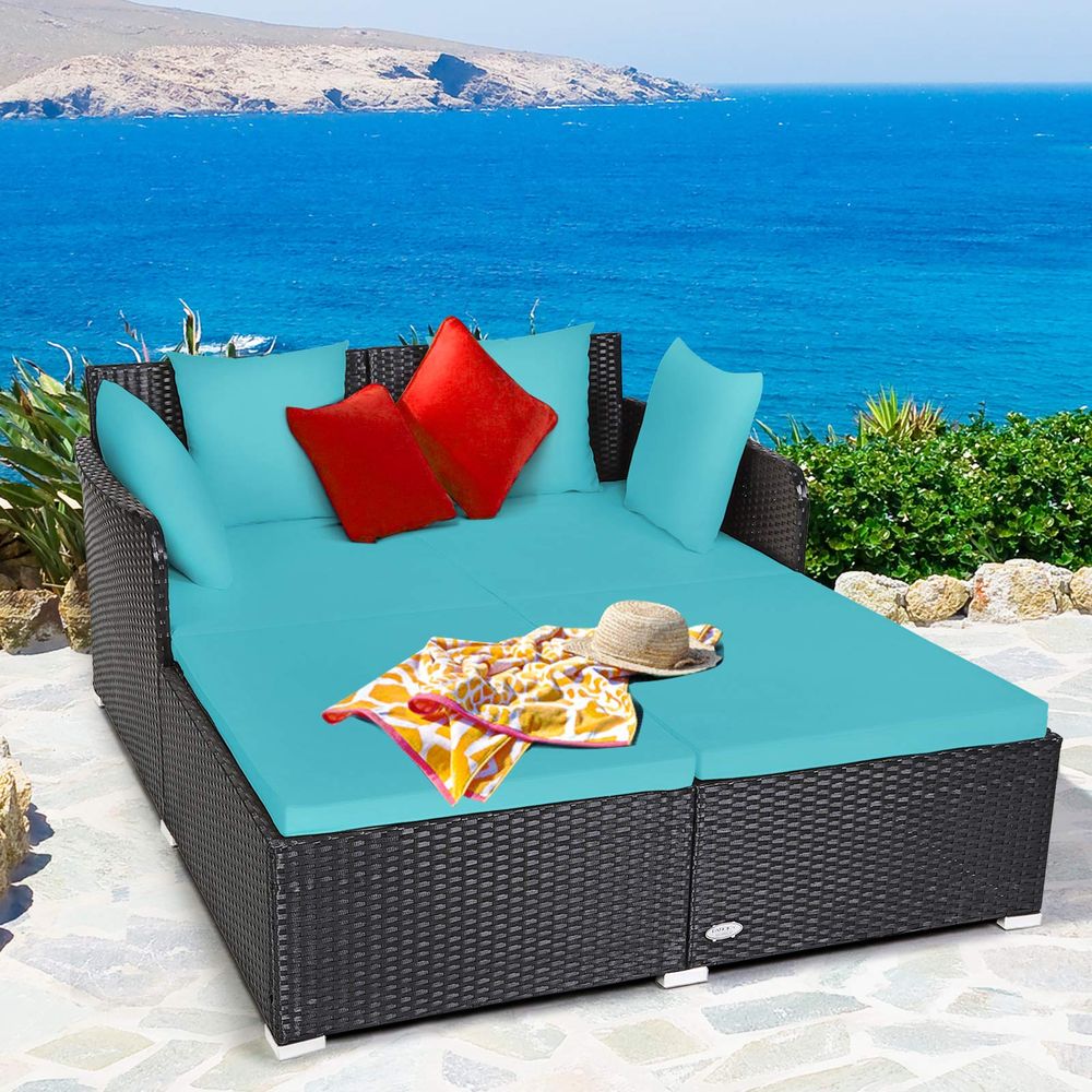 Outdoor Patio Rattan Daybed, S - Outdoor Furniture Loveseat 리뷰 및 가격