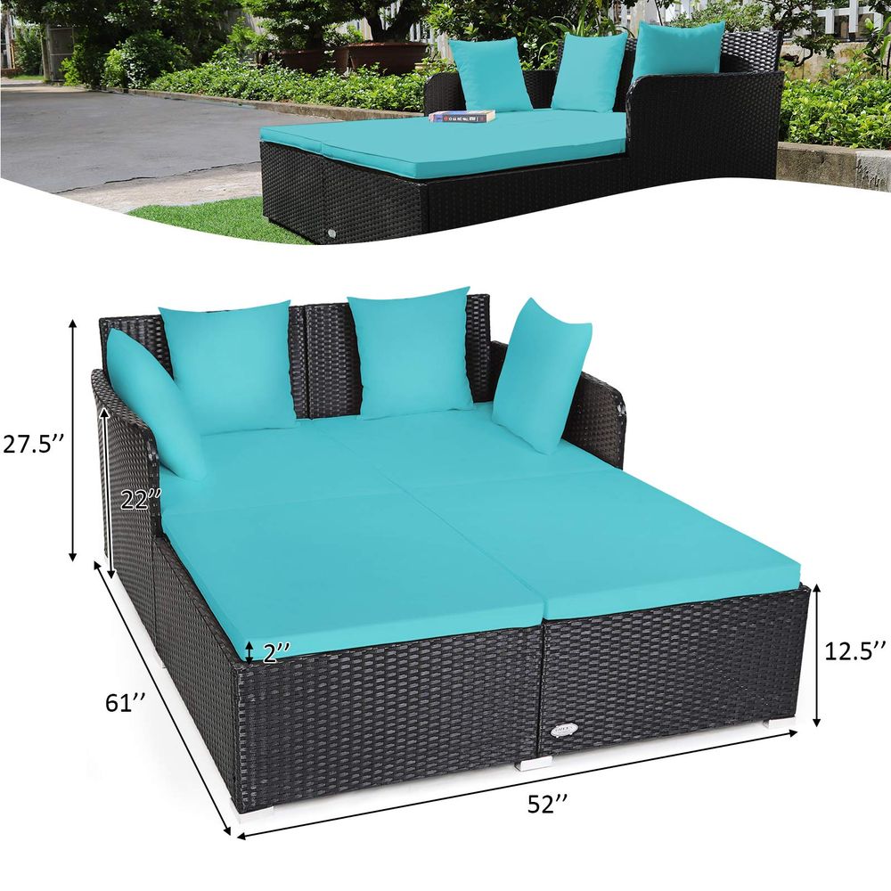 Outdoor Patio Rattan Daybed, S - Outdoor Furniture Loveseat 리뷰 및 가격