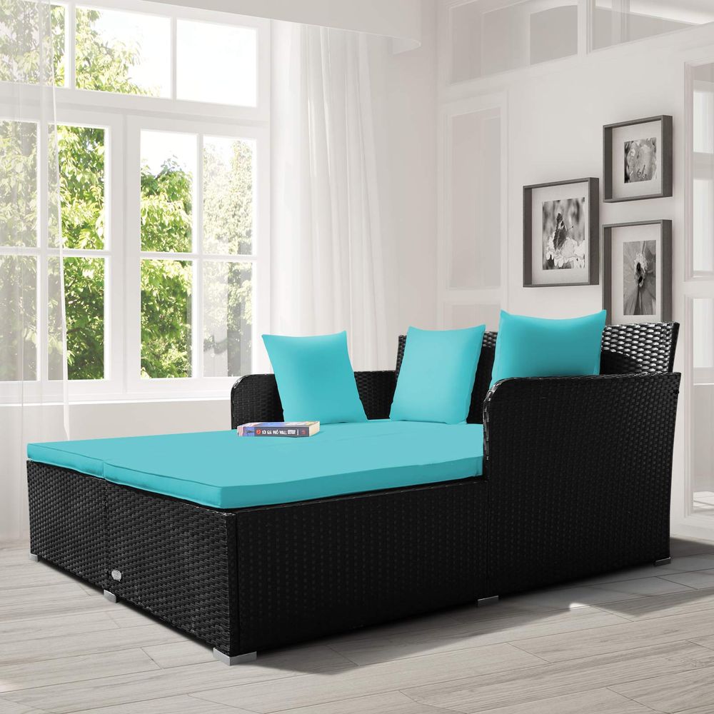 Outdoor Patio Rattan Daybed, S - Outdoor Furniture Loveseat 리뷰 및 가격