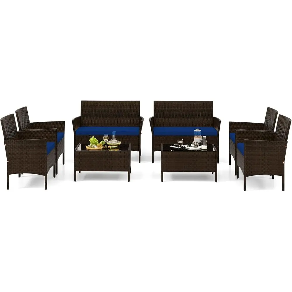 8-Piece Outdoor Rattan Patio F - Outdoor Furniture Loveseat 리뷰 및 가격