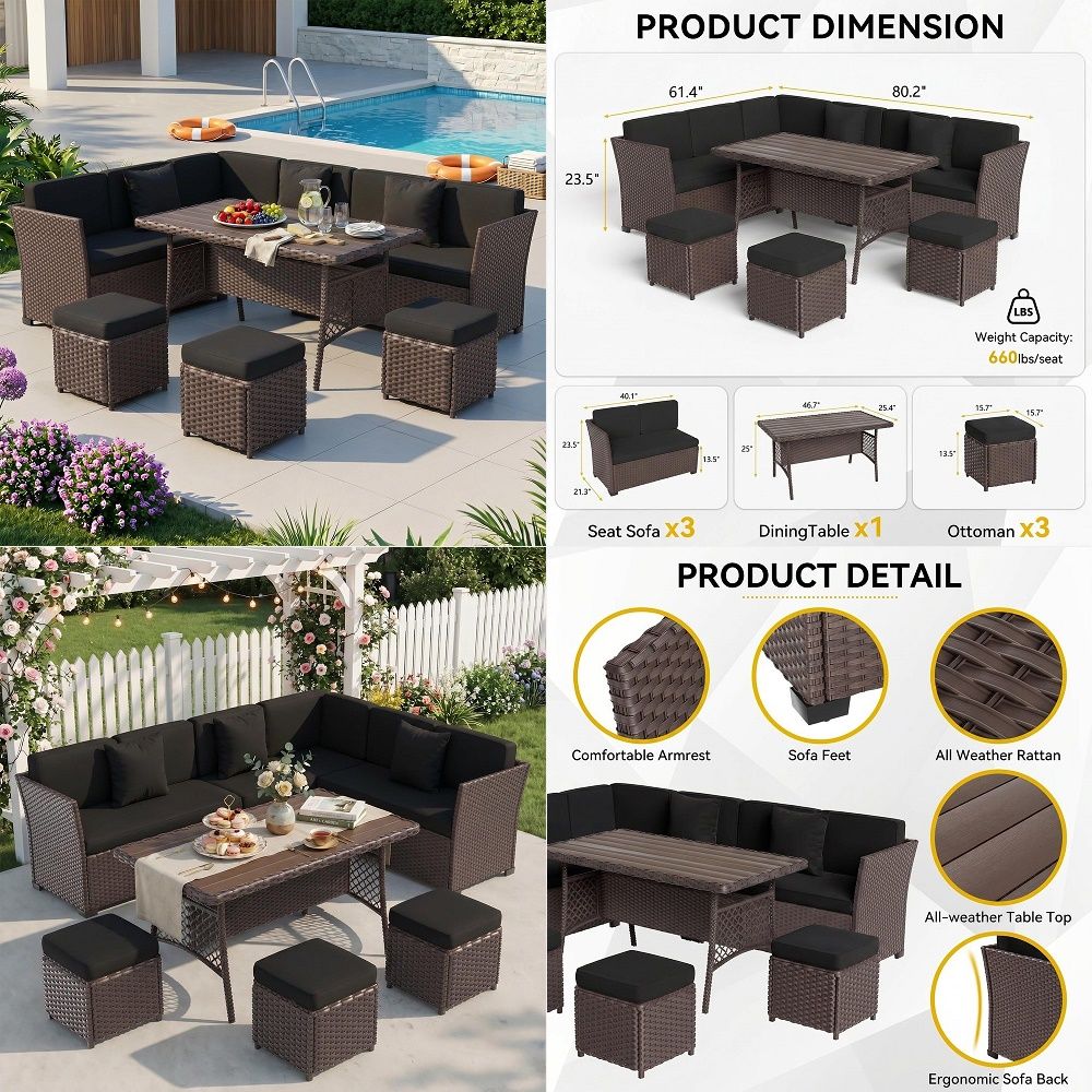 Furniture Set, 7 Pieces Outdoo - Outdoor Furniture Dining Set 리뷰 및 가격