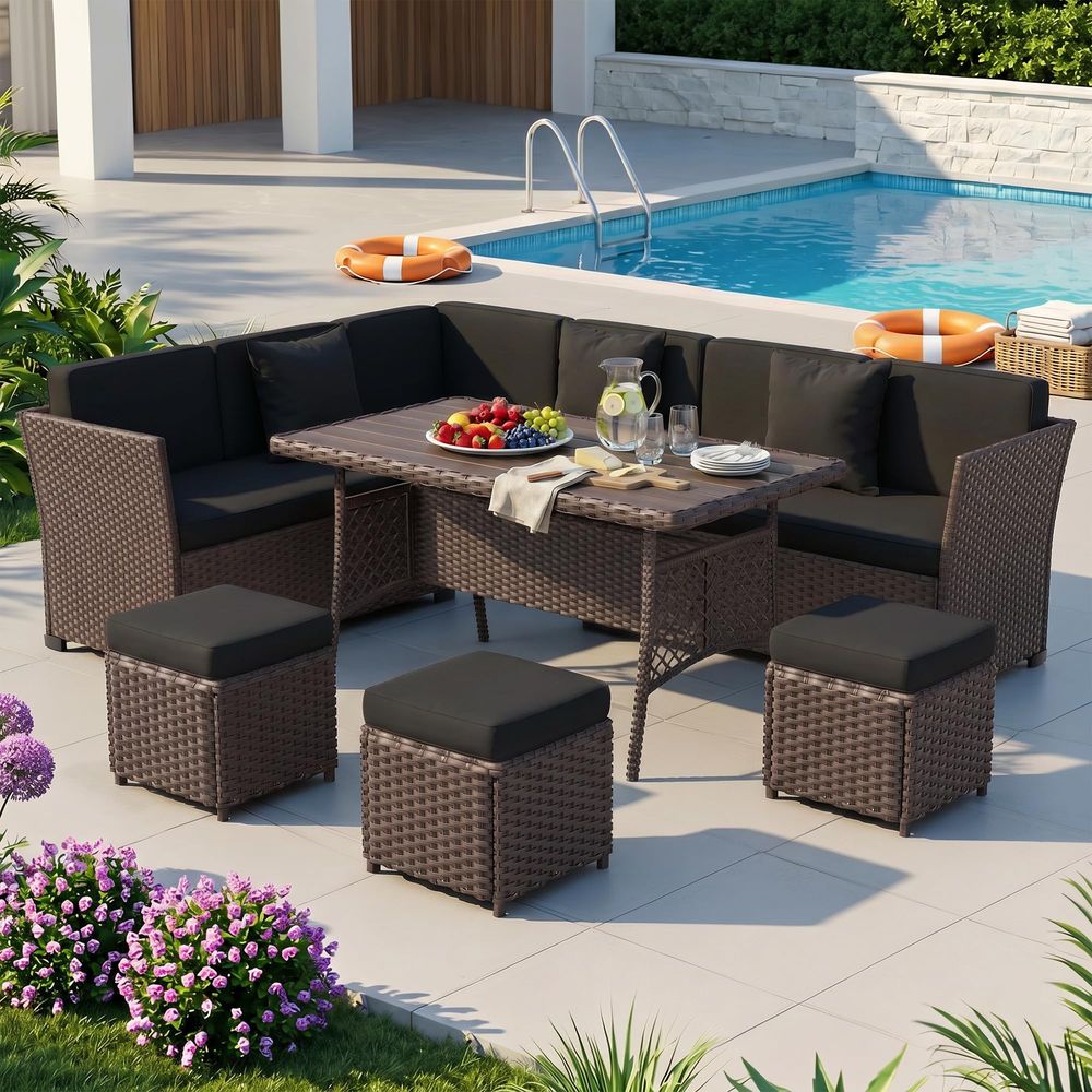 Furniture Set, 7 Pieces Outdoo - Outdoor Furniture Dining Set 리뷰 및 가격