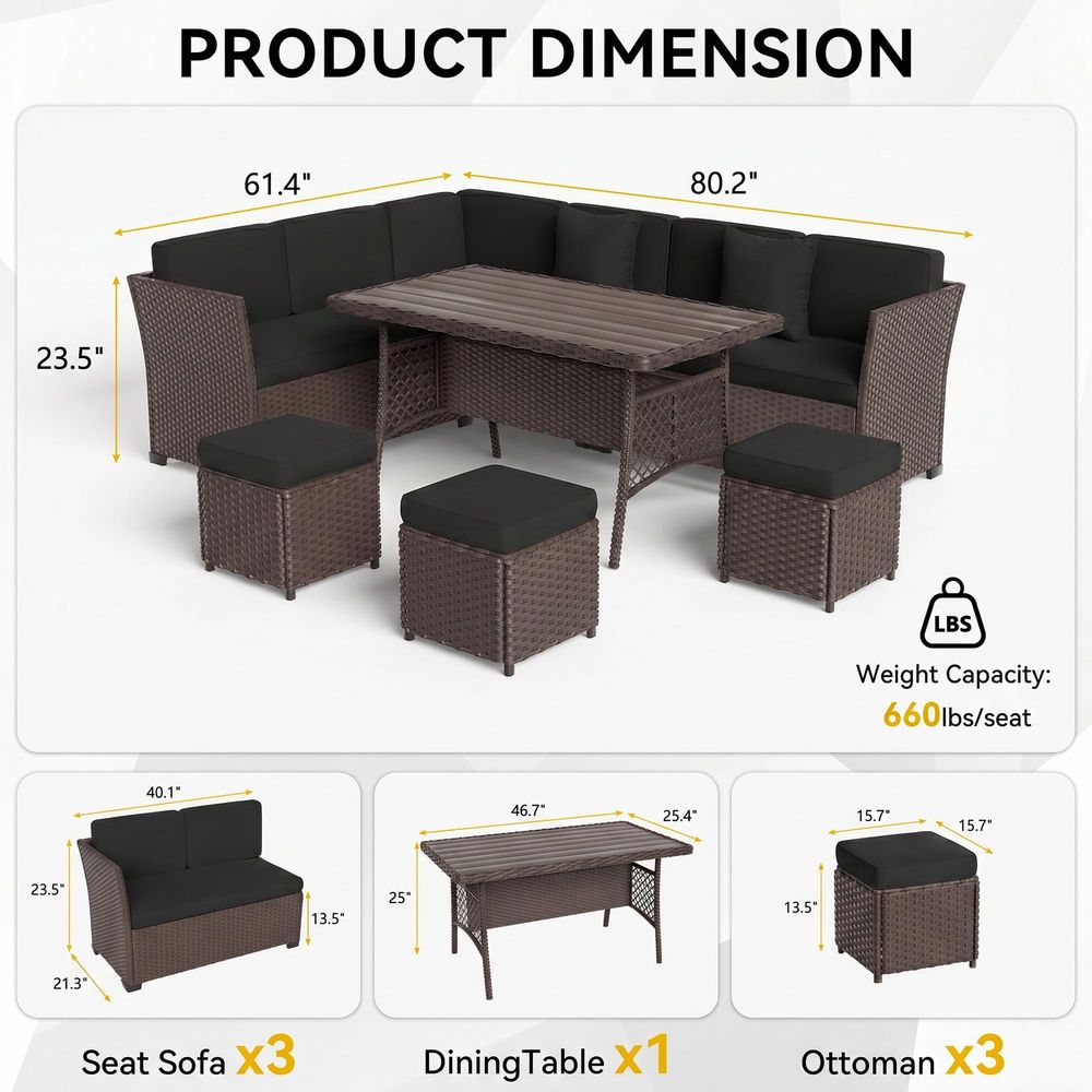 Furniture Set, 7 Pieces Outdoo - Outdoor Furniture Dining Set 리뷰 및 가격