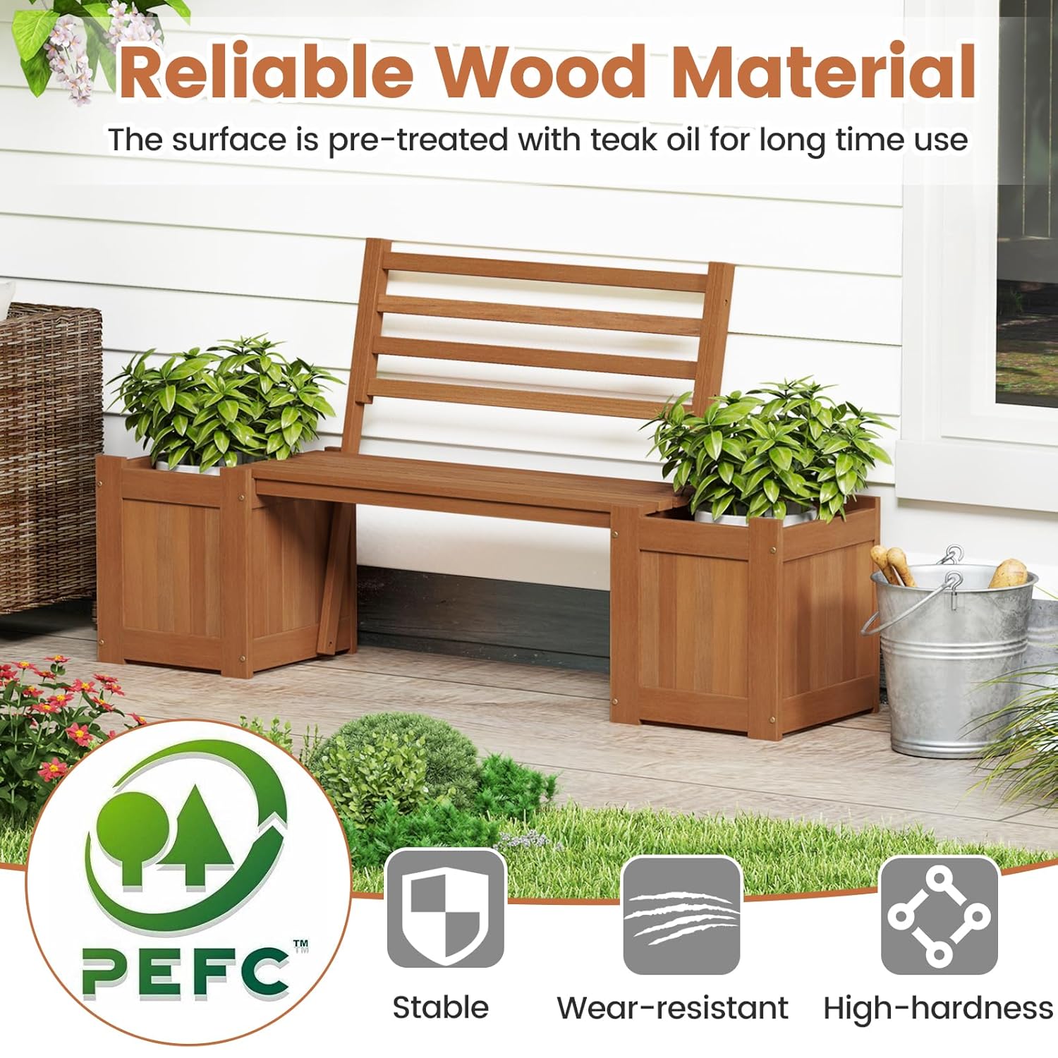 2-in-1 Wood Outdoor Bench with - Outdoor Furniture Oil 리뷰 및 가격