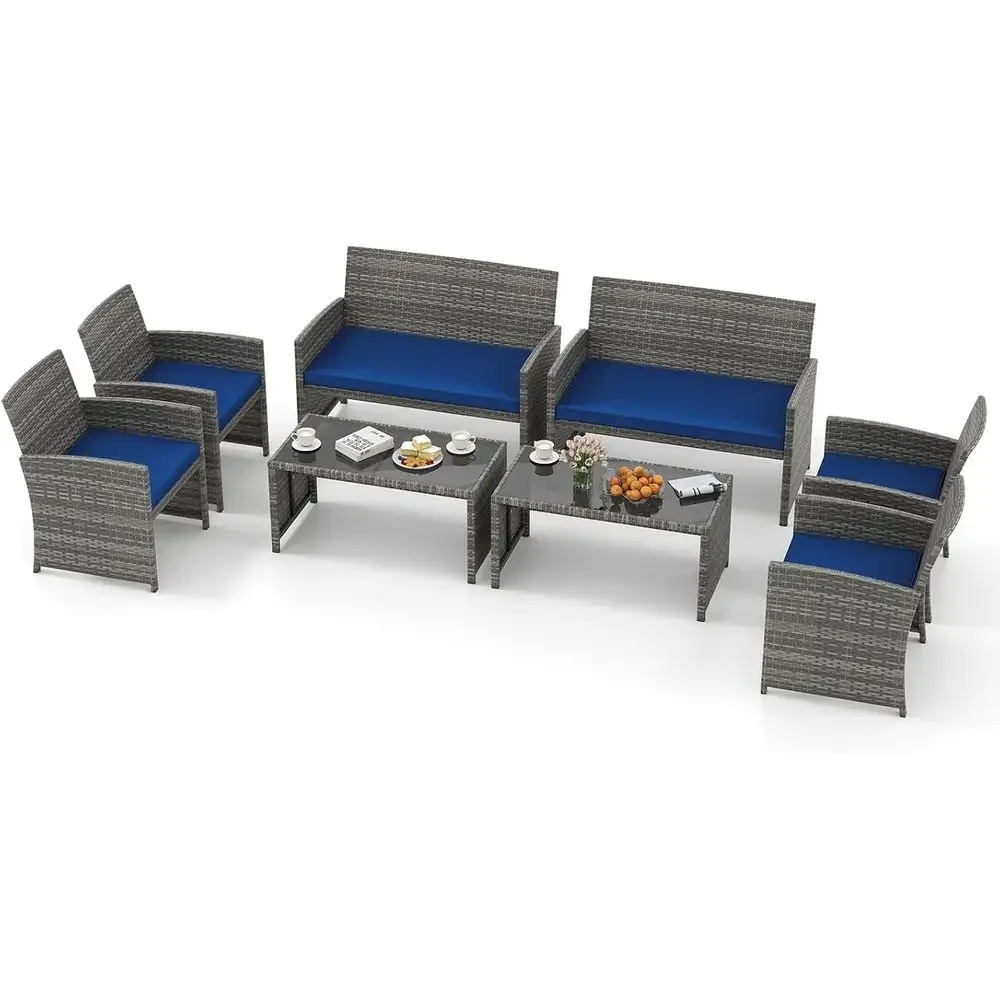 8-Piece Outdoor Wicker Furnitu - Outdoor Furniture Loveseat 리뷰 및 가격