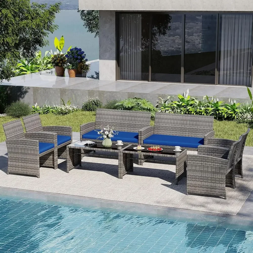 8-Piece Outdoor Wicker Furnitu - Outdoor Furniture Loveseat 리뷰 및 가격