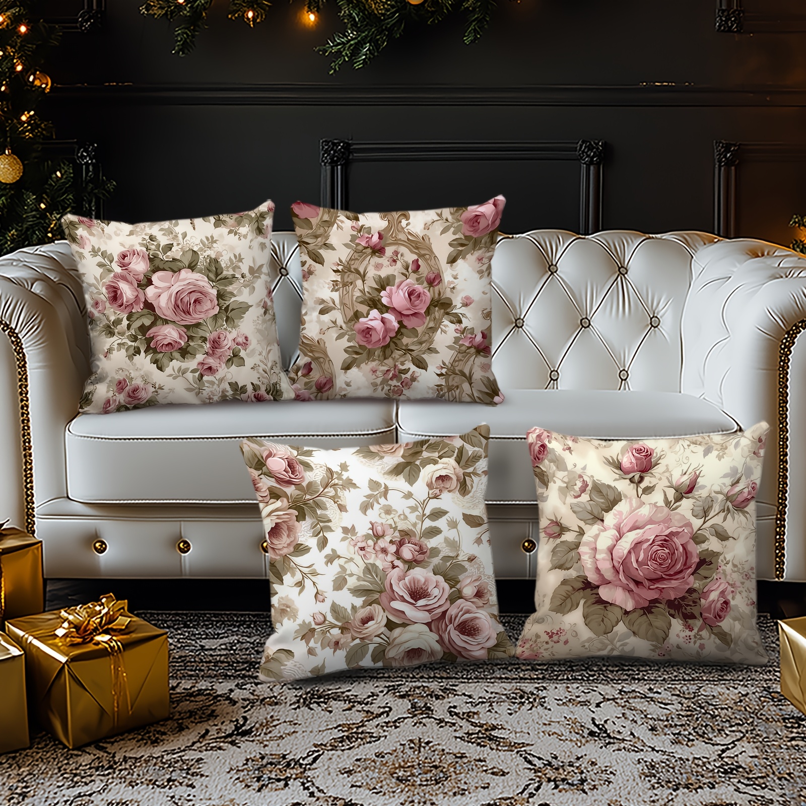 4pcs Traditional Floral Pillow - Outdoor Furniture Green 리뷰 및 가격