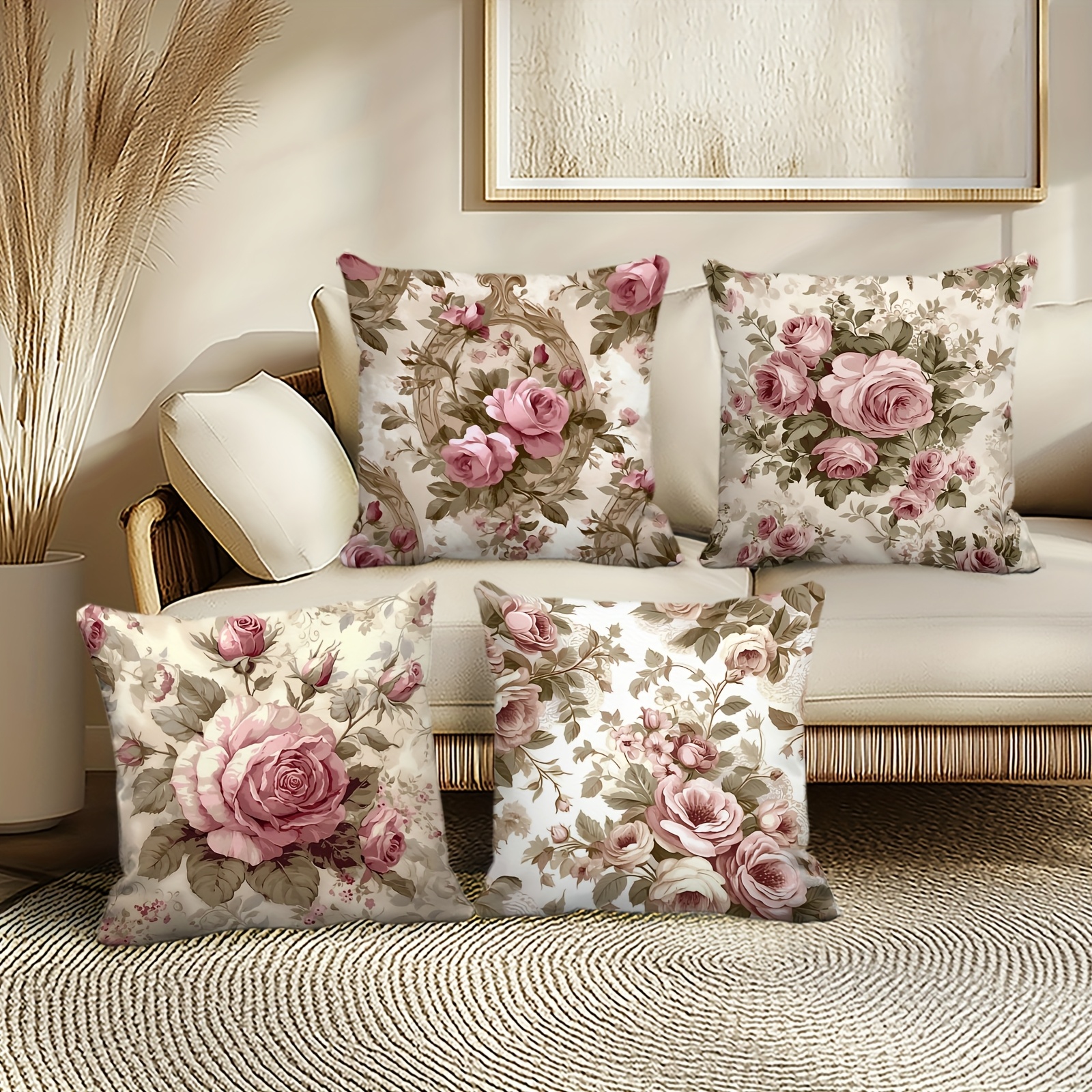 4pcs Traditional Floral Pillow - Outdoor Furniture Green 리뷰 및 가격