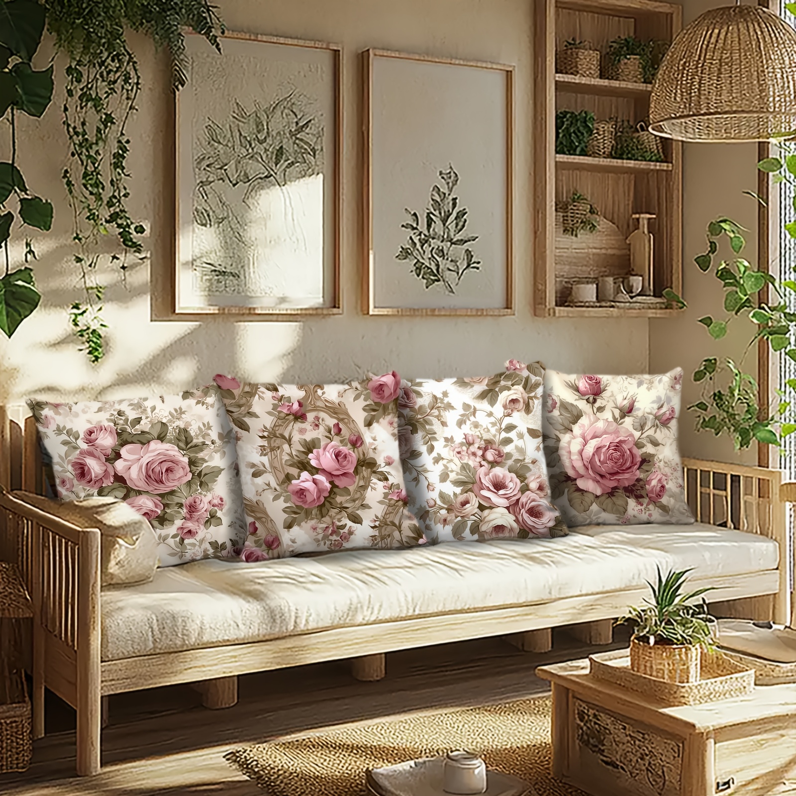 4pcs Traditional Floral Pillow - Outdoor Furniture Green 리뷰 및 가격