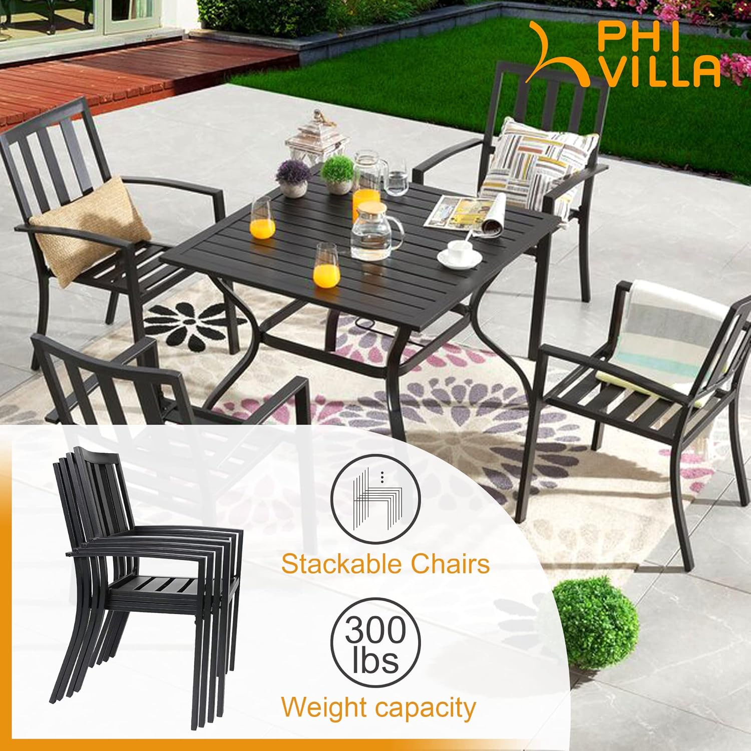 2-Pack Stackable Wrought-Iron  - Outdoor Furniture Metal Chairs 리뷰 및 가격