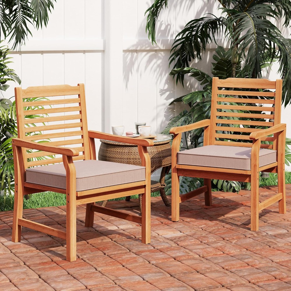 Set of 2 Acacia Wood Dining Ch - Outdoor Furniture Oil 리뷰 및 가격
