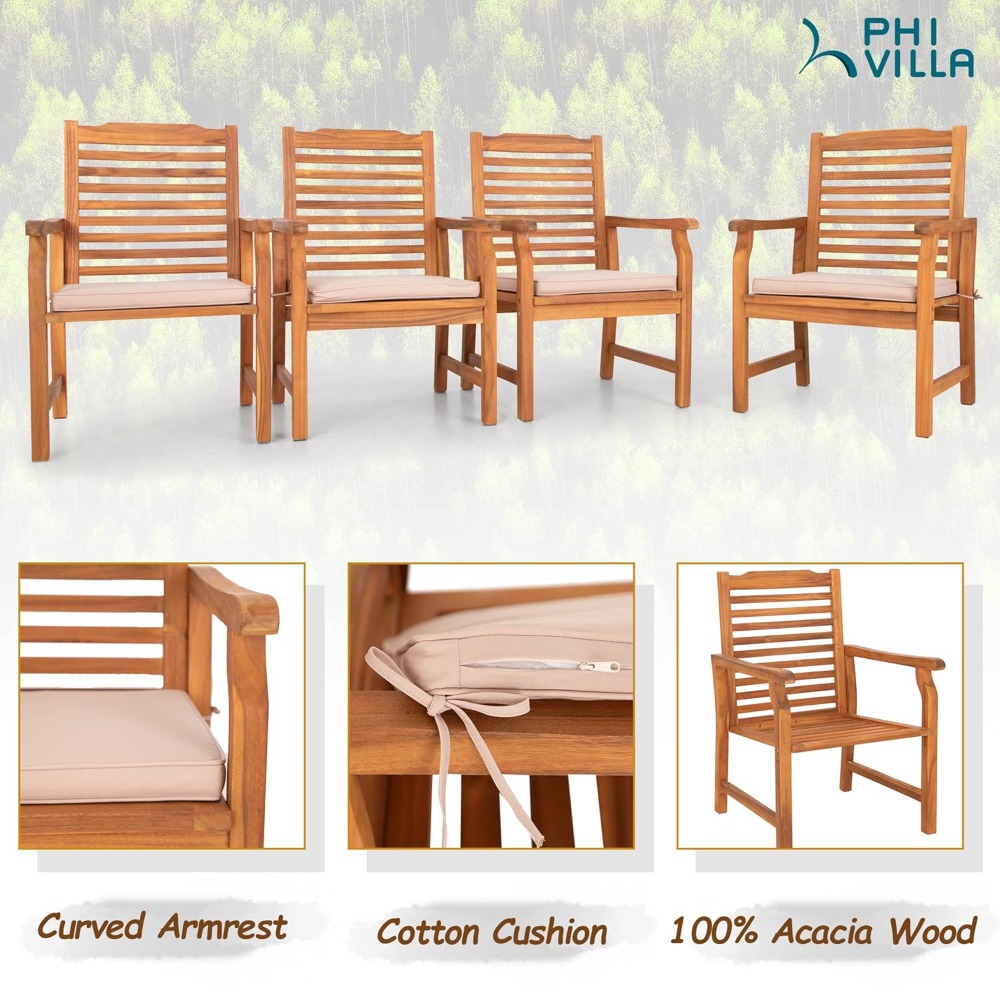 Set of 2 Acacia Wood Dining Ch - Outdoor Furniture Oil 리뷰 및 가격