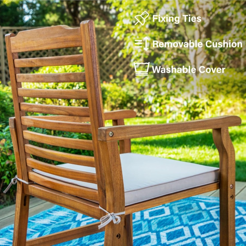 Set of 2 Acacia Wood Dining Ch - Outdoor Furniture Oil 리뷰 및 가격