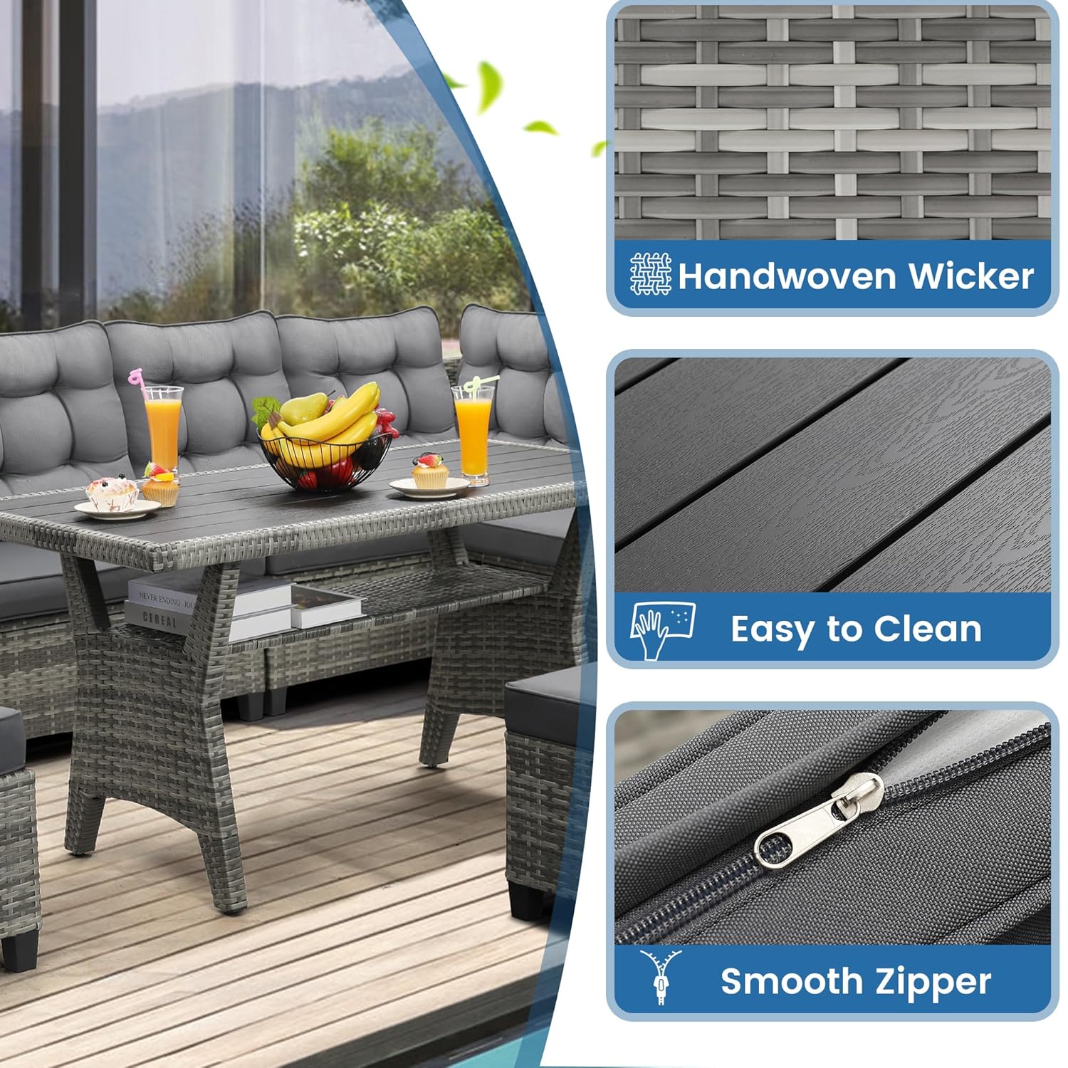 6-Piece Patio Sectional Sofa D - Outdoor Furniture Dining Set 리뷰 및 가격