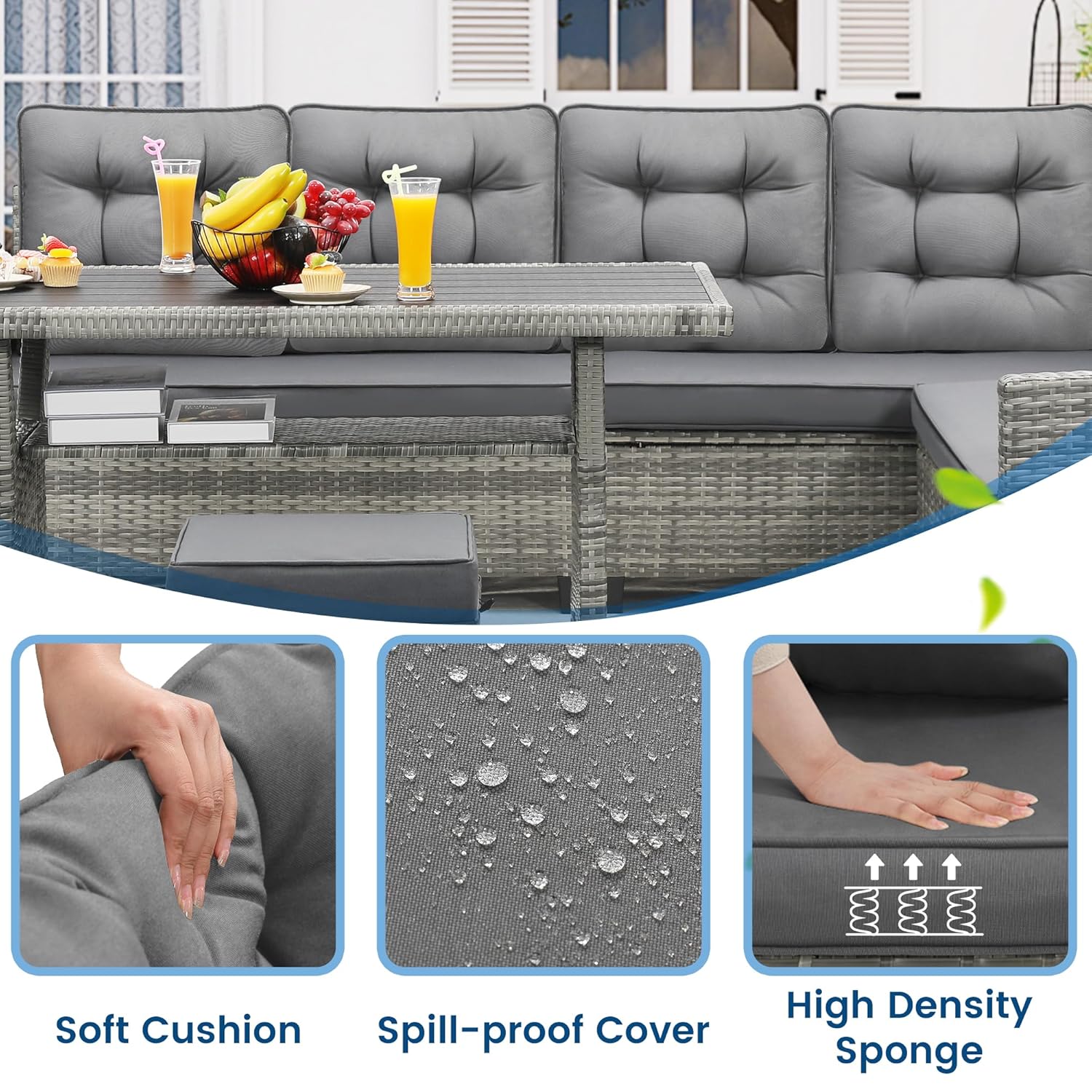 6-Piece Patio Sectional Sofa D - Outdoor Furniture Dining Set 리뷰 및 가격