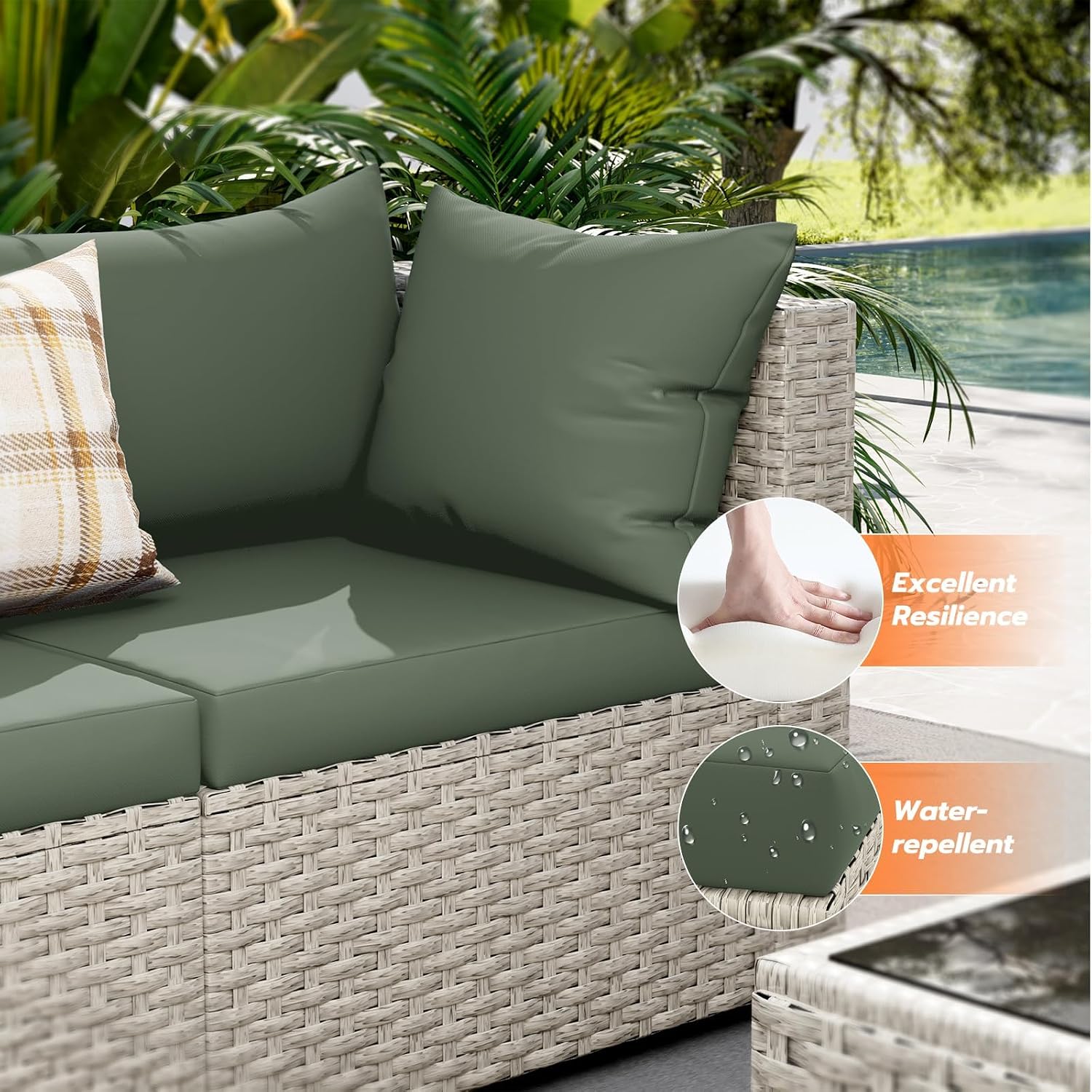 8-Seat Outdoor Sectional Sofa  - Outdoor Furniture Green 리뷰 및 가격