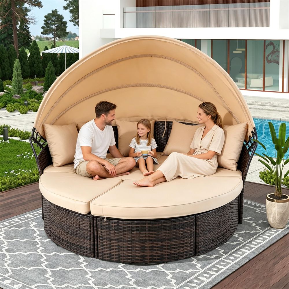 Outdoor Patio Round Daybed wit - Outdoor Furniture Cushion 리뷰 및 가격