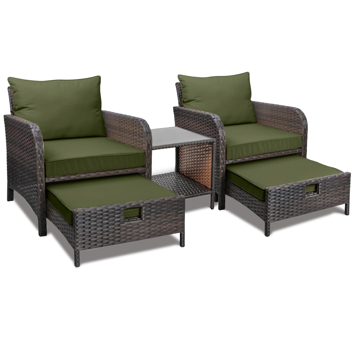 5 Piece PE Rattan Patio Set Ou - Outdoor Furniture Green 리뷰 및 가격