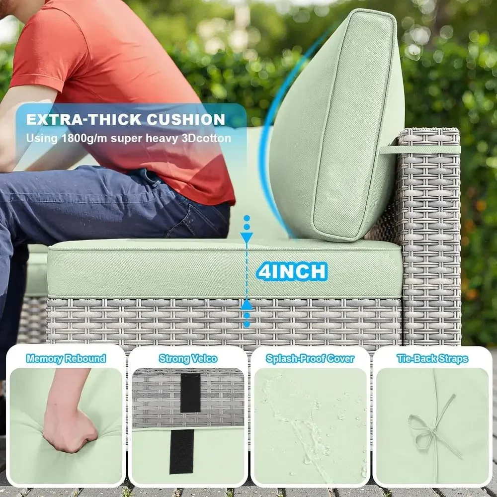 9-Piece Outdoor Sectional Pati - Outdoor Furniture Green 리뷰 및 가격