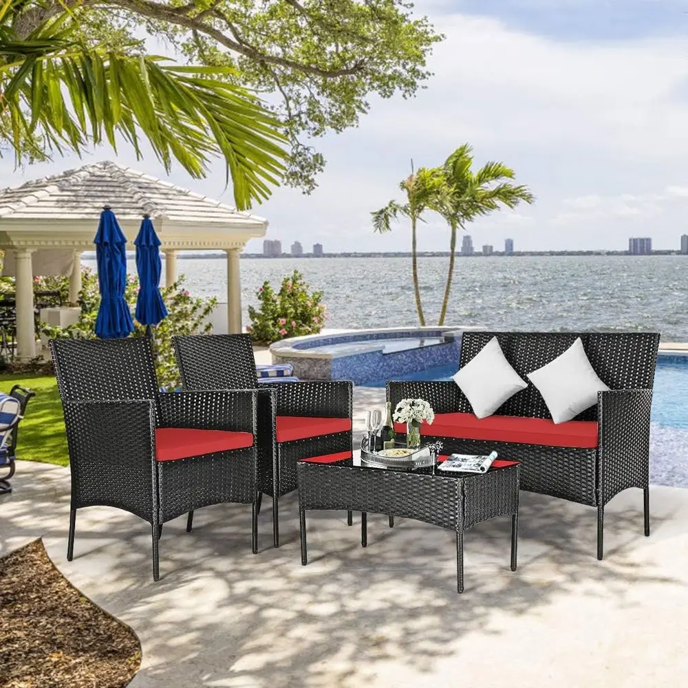 8-Piece Rattan Outdoor Furnitu - Outdoor Furniture Loveseat 리뷰 및 가격