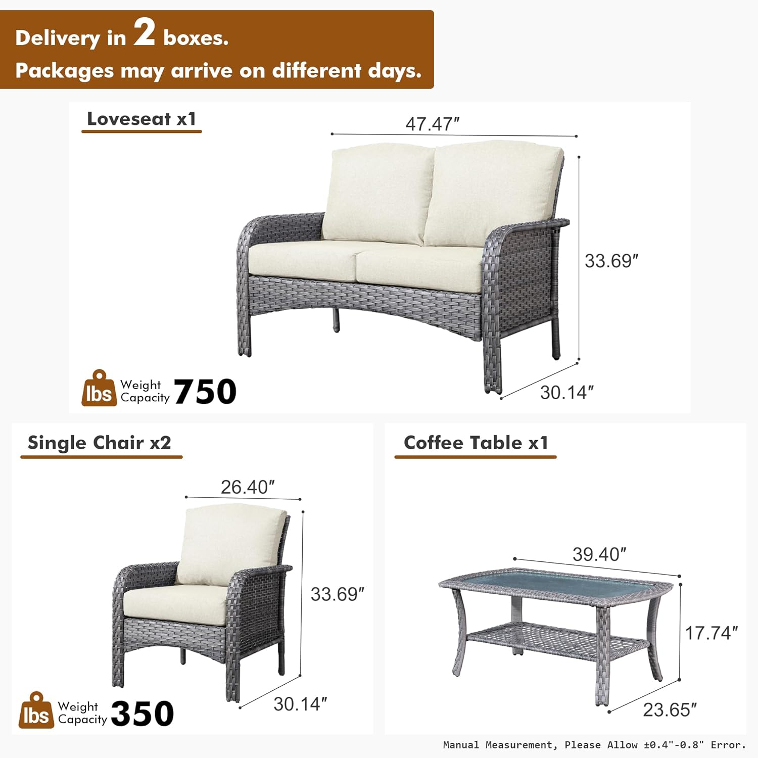 Patio Furniture Set,4 Pieces O - Outdoor Furniture Loveseat 리뷰 및 가격