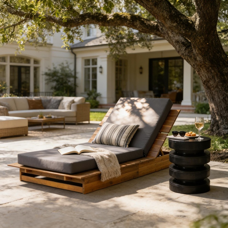 Acacia Wood Chaise Lounge with - Outdoor Furniture Teak Wood 리뷰 및 가격