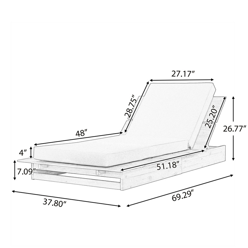 Acacia Wood Chaise Lounge with - Outdoor Furniture Teak Wood 리뷰 및 가격