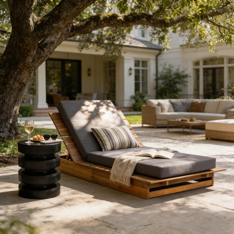 Acacia Wood Chaise Lounge with - Outdoor Furniture Teak Wood 리뷰 및 가격