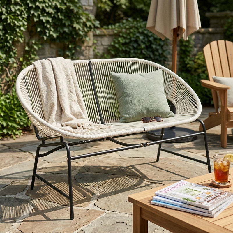 White Wicker Love Seat with Ir - Outdoor Furniture Loveseat 리뷰 및 가격